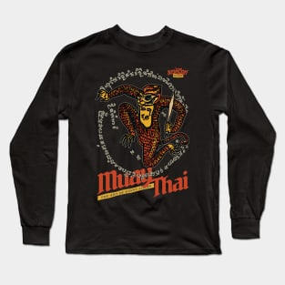 Vintage Muay Thai Sak Yant Monkey Tattoo Long Sleeve T-Shirt